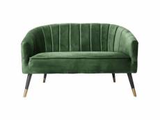Sofa en velours pieds bicolores en bois royal vert