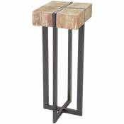 Table à plantes support à fleurs colonne en bois de sapin massif rustique certifié FSC 100x32x32cm - or