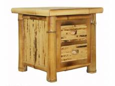 Table de chevet / nuit en bambou couleur brun verni 40x45x40 cm moc06002