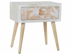 Table de chevet / table de nuit en bois et bambou coloris blanc/naturel - longueur 48 x hauteur 51 x profondeur 35 cm