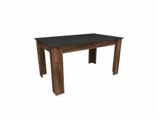 Table de salle à manger avec rangement elmeri bois foncé et anthracite