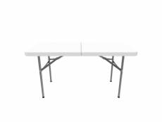 Table pliante transportable, table en plastique robuste, 124 x 61 cm, blanc, pliable en deux, matériau: hdpe 3700778709910