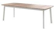 Table rectangulaire Shine / Plateau Teck - 225 x 100 cm - Emu blanc en métal
