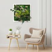 Tableaux végétaux fleurs stabilisées mur végétaux ForestMoss Persefone | Taille: 40 x 40 - Couleur du cadre: Blanc