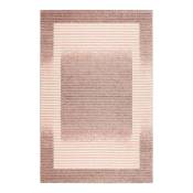 Tapis rayé contemporaine en polyester rose 80x150