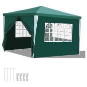 Tonnelle Camping Grandes chapiteau ou tonnelle Tonnelle de réception avec panneaux latéraux amovibles fenêtres Tente Fête Verte 3x3m - Vert - Einfeben