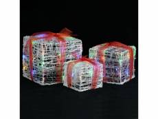 Vidaxl boîtes-cadeaux de noël décoratives 3 pcs acrylique colorées
