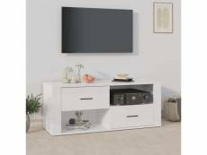 Vidaxl meuble tv blanc brillant 100x35x40 cm bois d'ingénierie