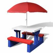 Vidaxl - Table et bancs de pique-nique avec parasol