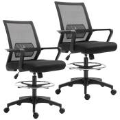 Vinsetto Lot de b2 fauteuils de bureau chaise de bureau assise haute réglable dim. 64L x 59l x 104-124H cm