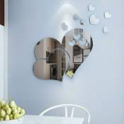 23 pièces coeur forme miroir autocollant mural 3D