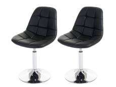 2x chaises de salle à manger en synthétique noir pied chromé pivotant cds04423