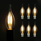 6X Edison Ampoule E14 4W Bougie à incandescence rétro LED Bougie décorative Blanc chaud C35L Lampes antiques pour éclairage rétro nostalgique dans la