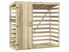 Armoire abri de jardin avec range-bûches - porte avec loquet, plancher inclus - bois de sapin autoclave
