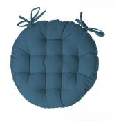 Atmosphera - Galette de chaise Anjali ronde bleu D38cm créateur d'intérieur - Bleu