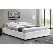 Cadre de lit blanc avec coffre de rangement intégré - kennington - white