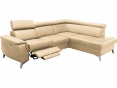 Canapé d'angle en cuir italien de luxe 5/6 places avec relax électrique et coffre, lincoln, beige, angle droit