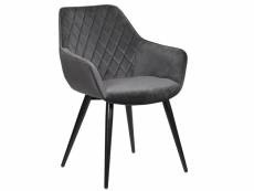 Chaise de salle à manger gris foncé-chaise de salon/cuisine-velours+métal-45x41 cm