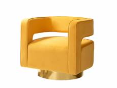 Chaise moderne en velours avec dossier ouvert courbé 3d et base pivotante en métal doré chaise club lounge en velours pour réception de clients décora