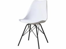 Chaise simili cuir blanc et pieds métal noir neman - lot de 4 39402BL