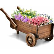Chariot à Fleurs à Roulettes, Chariot de Plantation avec Trous de Drainage, Support à Fleurs avec Poignées - Goplus