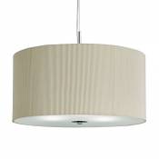 Cream Pleat Drum Pendant With Frosted Glass Diffuser