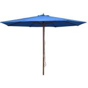 Doc&et² - Parasol d'extérieur avec mât en bois 350 cm Bleu - Bleu