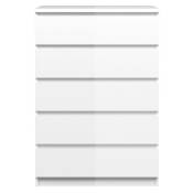 Ebuy24 - Nada Commode large 5 tiroirs, blanc brillant.