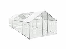 Enclos poulailler extérieur 4mx8mx2m volière acier galvanisé volaille cage animal chien lapin canard bâche toit gratis 25951