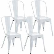 Ensemble de 4 chaises empilables en chaises de bar en métal. Couleur : Blanc
