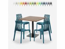 Ensemble table bois métal horeca 90x90cm 4 chaises design empilables dustin restaurant bar