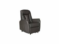 Fauteuil relax releveur cuir brun taupe - jeanine - l 78 x l 86 x h 108 cm - neuf