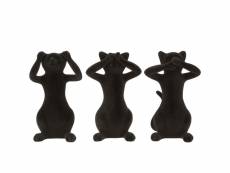 Figurines felins en résine noire floquée les felins