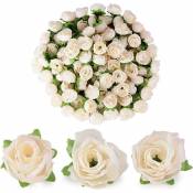 Fleurs Artificielles, 100 Pièces, Fausses Roses en Mousse de Polystyrène avec Tiges, Adaptées à la Décoration Intérieure, au Bouquet de Mariage, ou à
