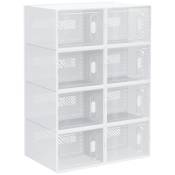 HOMCOM Lot de 8 boites cubes rangement à chaussures modulable avec portes transparentes - dim. 25L x 35l x 19H cm