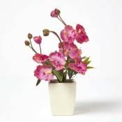 Homescapes - Orchidée artificielle rose en pot ivoire