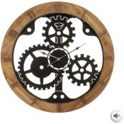 Horloge mécanique Malo en bois et métal D58cm - Atmosphera créateur d'intérieur - Noir