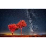 Hxadeco - Affiche paysage beautiful clear starry sky - 60x40cm - made in France - Rouge