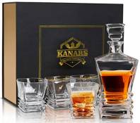 KANARS Carafe Whisky, 800ml Bouteille avec 4x 260ml