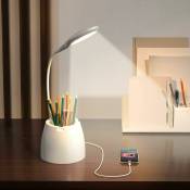 Lampe de Bureau LED Puissante, Lampes de Table Dimmable 3 Niveaux de Luminosité Protection des Yeux Contrôle Tactile Desk Lamp Sans Fil USB Recharge