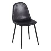 Les Tendances - Chaise simili cuir noir vintage et