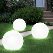 Lot de 3 lampes boules solaires à led pour allée de jardin, éclairage de piquet de terrasse, blanc