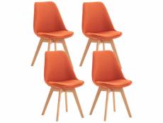 Lot de 4 chaises de cuisine linares , orange/tissu