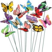 Lot de 50 papillons colorés de 7 cm pour décoration de jardin sur bâtonnets de papillons pour terrasse, pelouse, papillons