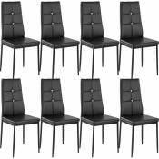 Lot de 8 chaises avec strass Rembourré avec revêtement en cuir synthétique Forme ergonomique avec strass - noir