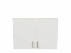 Meuble haut de cuisine 2 portes 100 cm blanc-chêne - abinci - l 100 x l 30 x h 70 cm