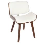 Miliboo - Chaise design blanc et bois foncé rubbens - Noyer / blanc