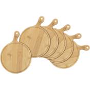 Mini set de 6 planches de service en bambou - rondes / ø 14 cm - Petite assiette de service en bois pour snacks et tapas