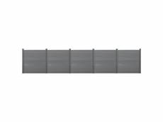 [neu.holz] clôture brise vue brise vent bois composite (wpc) gris 183 x 879 cm