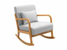Nordlys - rocking chair chaise a bascule scandinave tissu hevea gris